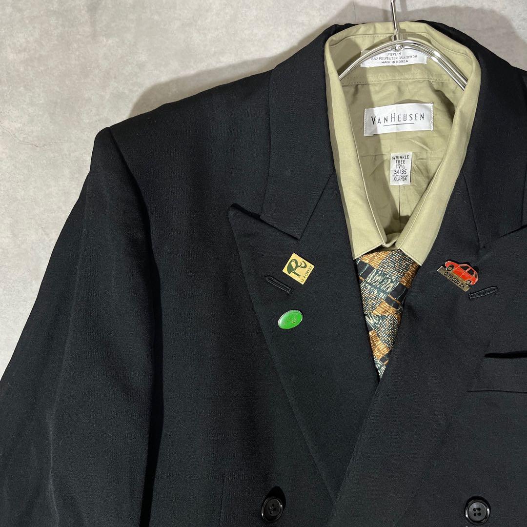 F.041]【vintage】 セットアップ ダブル ピンズ ネクタイ