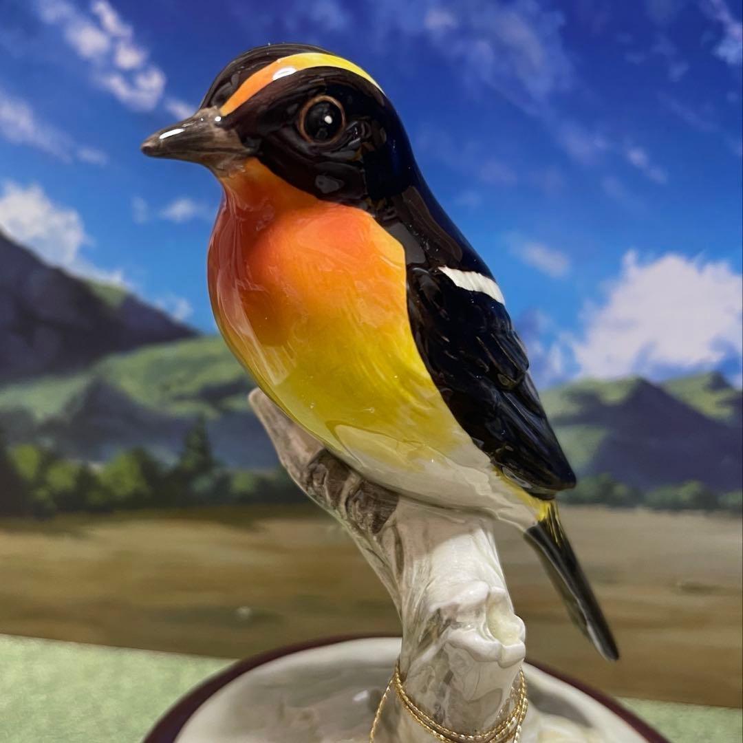 日本野鳥の会 監修キビタキ 陶器製 オルゴール 名曲 『愛のオルゴール』希少‼︎