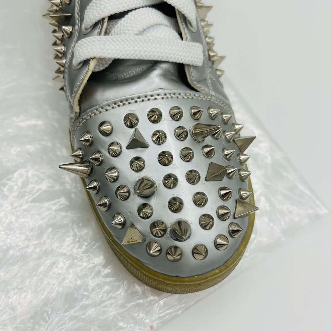 クリスチャンルブタン メンズ シルバースタッズ スニーカー 42