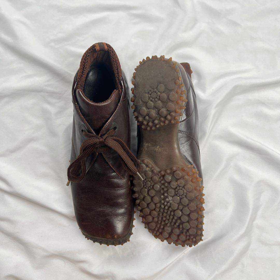 靴 miu miu bubble sole leather shoes brown Miu Miu bubble sole boots brick/dark brown – RARE ID