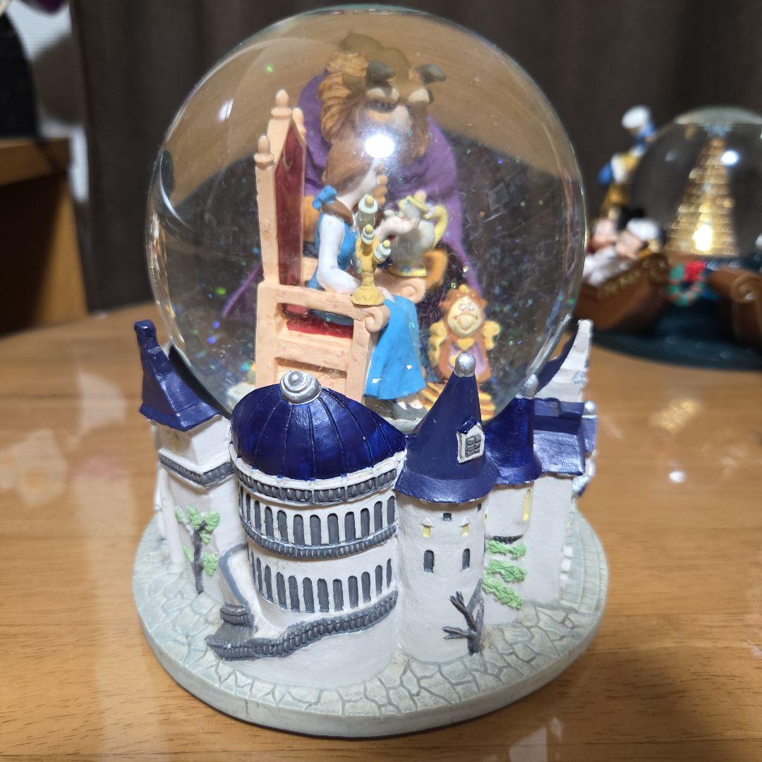 美品」ディズニー 美女と野獣 スノードーム オルゴール付き - メルカリ