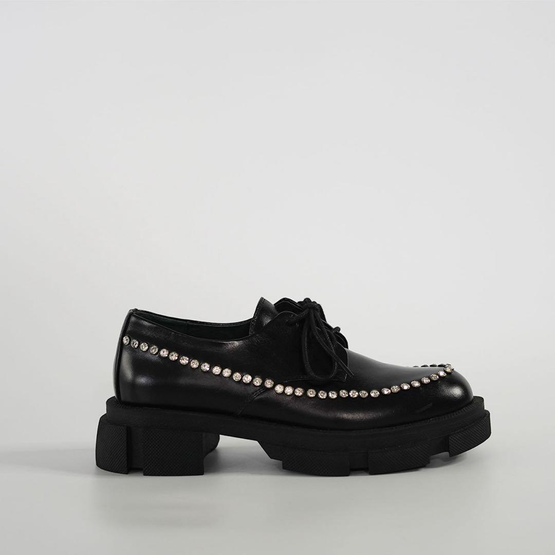 【1/4迄特価！】MANA スタッズレースアップシューズ（ビジュー）24.5cm