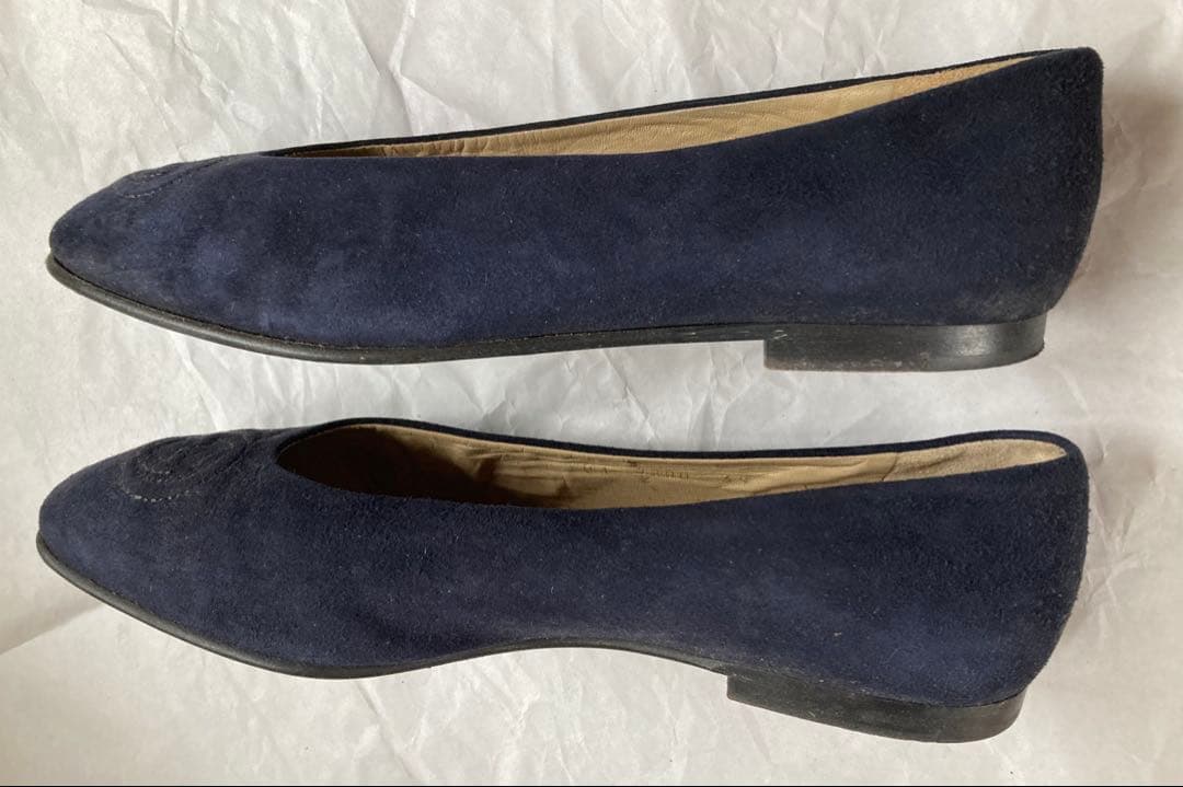 【正規品】GUCCI グッチ フラットシューズ スエード ネイビー 24.5cm