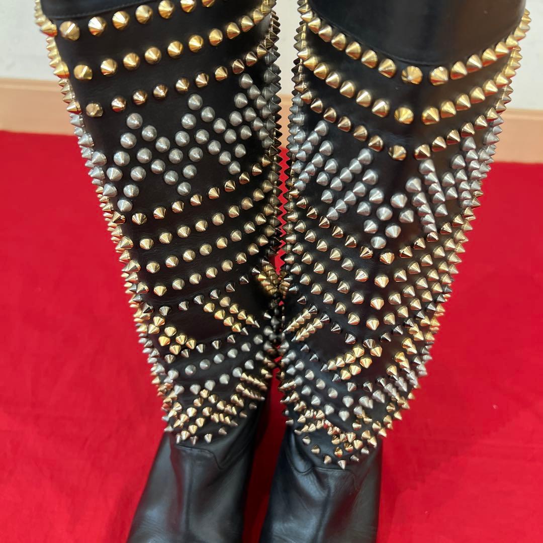 定価35万円 クリスチャンルブタン スタッズ ブーツ ROM CHIC FLAT