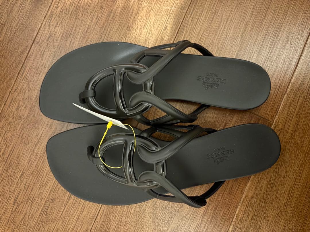 エルメス HERMES エジェリ サンダル ラバー 黒 サイズ38 24.5cm