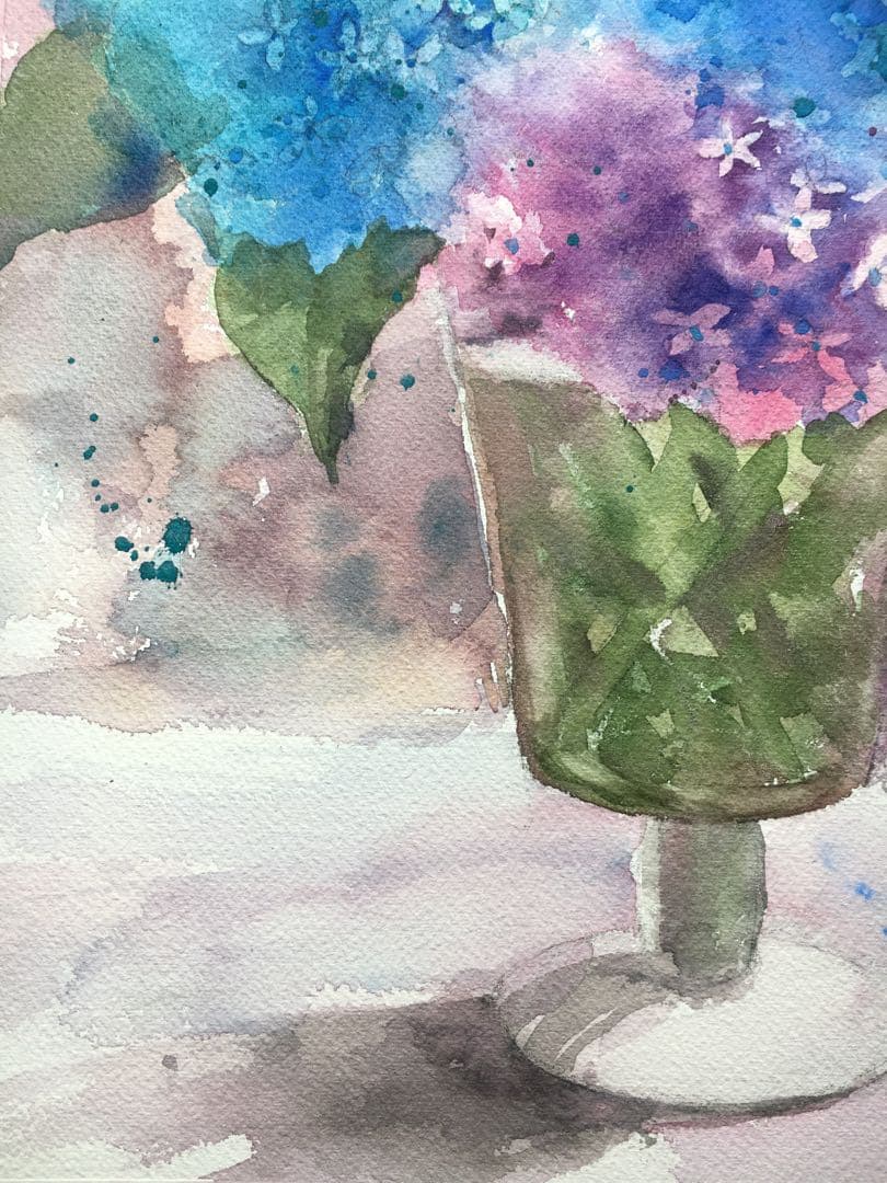 透明水彩原画紫陽花 - メルカリ