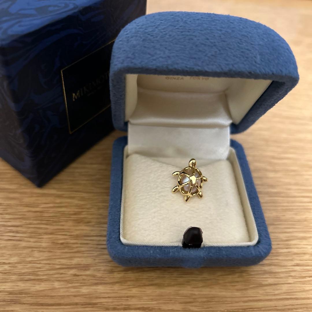 MIKIMOTO ミキモト　真珠　パール　亀　カメ　ピンブローチ　YG K18 MIKIMOTO（ミキモト） ブローチ パール 真珠 6.6mm 亀 カメ アニマル