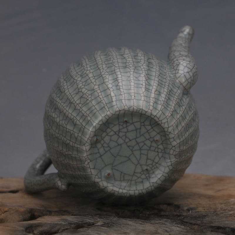 宋汝窯青釉清涼寺竹節瓜稜壺 現代工芸品 美術品 置物