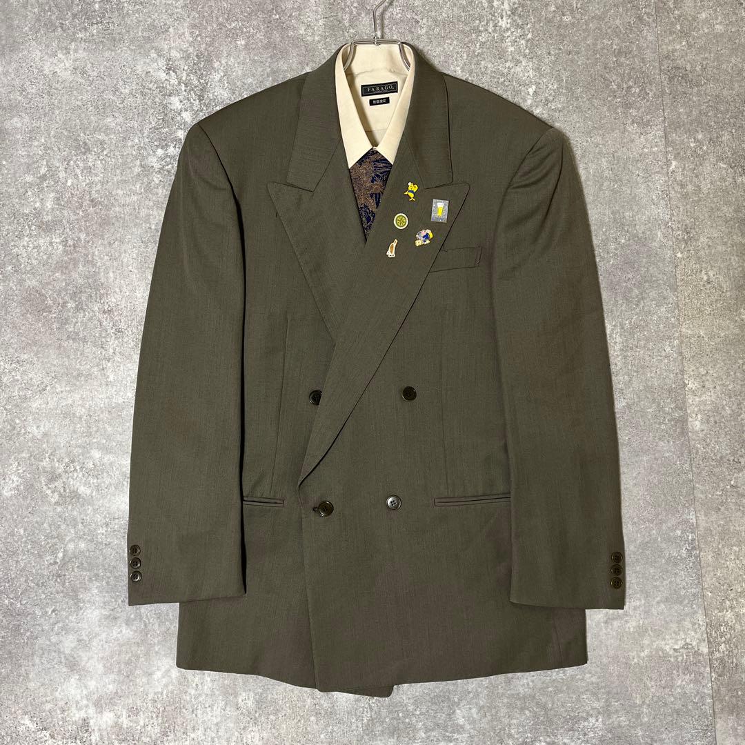 vintage】セットアップ ダブルスーツ グリーン 成人式 ピ