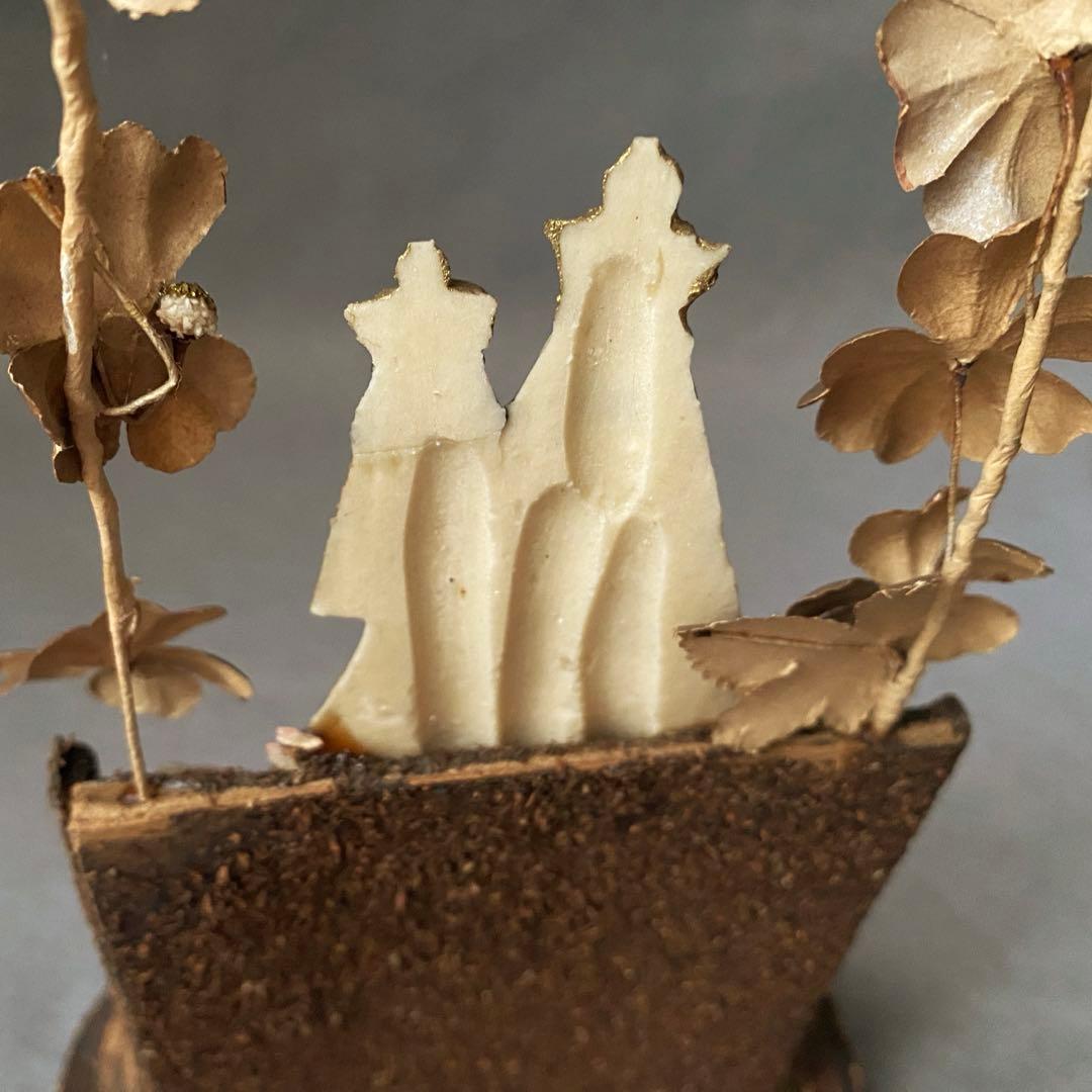 アンティーク】 ガラスドーム 黒マリア 聖母子像 グローブドマリエ