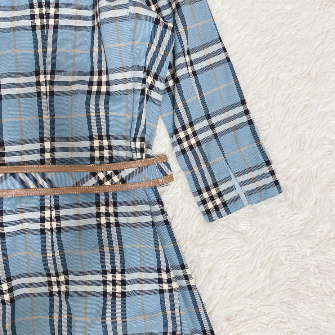 希少美品 バーバリーブルーレーベル ノバチェック シャツワンピース