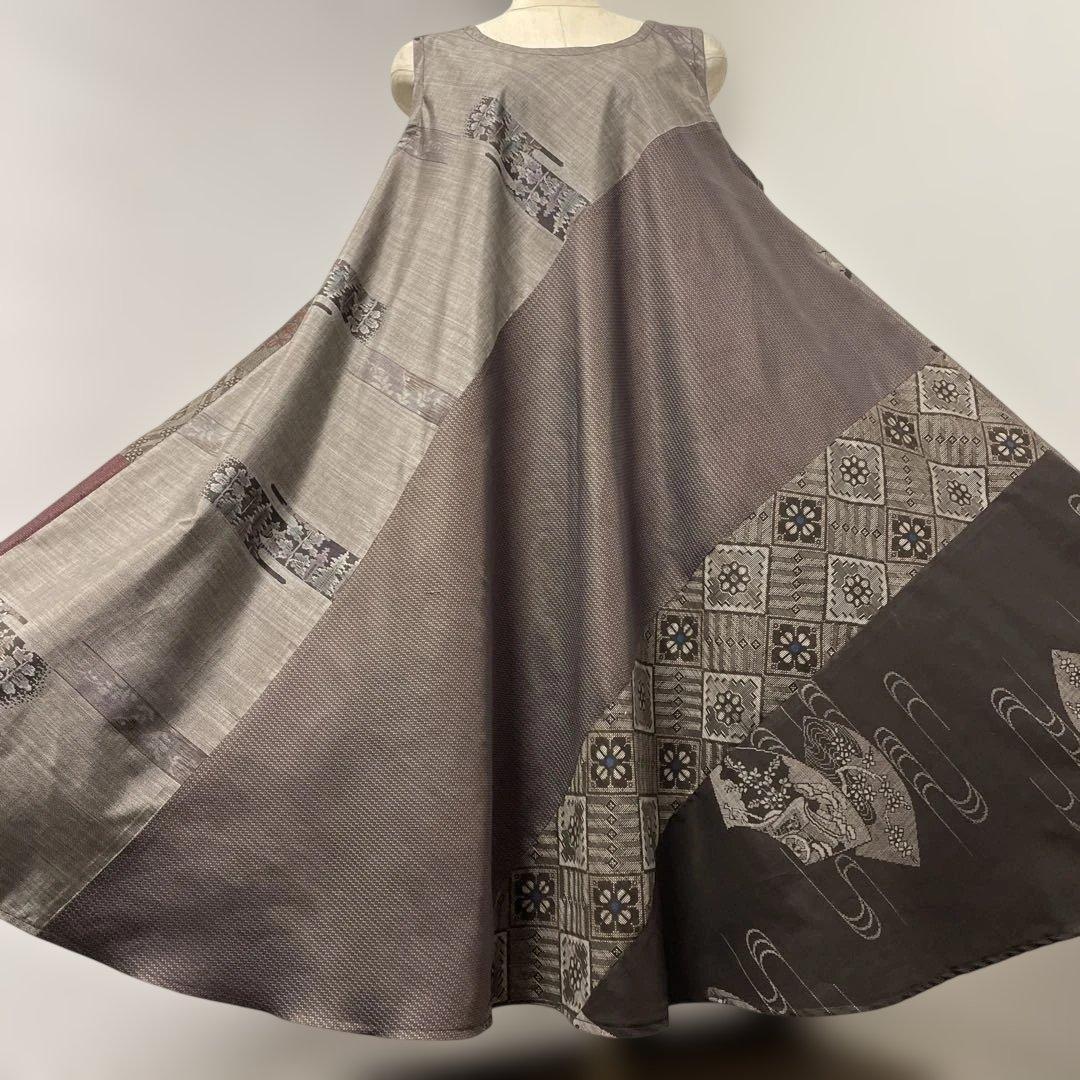 着物ワンピーステントラインロング丈《16》大島紬(龍郷柄7＆9マルキ)L〜L L