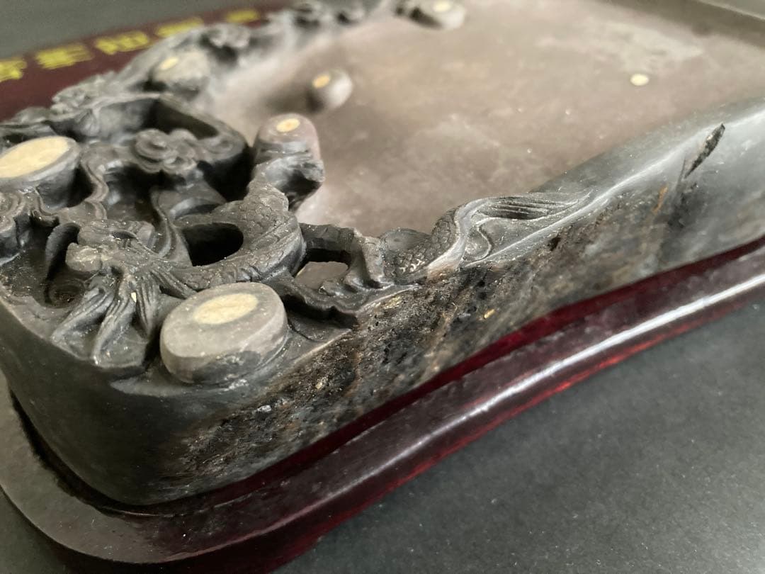 中国端渓硯 眼柱 石眼 龍雲刻 骨董品 中国四大名硯 - メルカリ