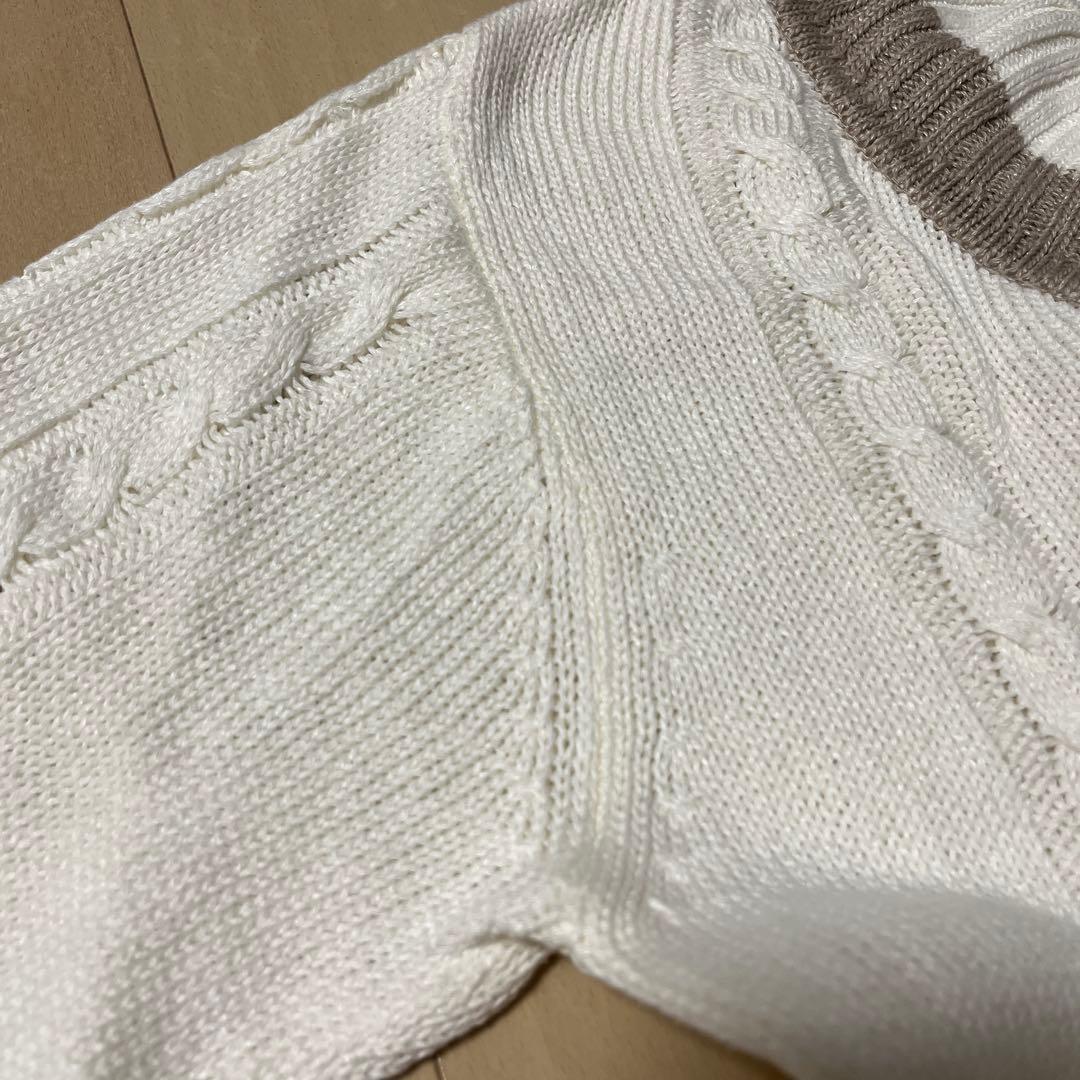 ニット Vandori 白×グレージュ サイズL