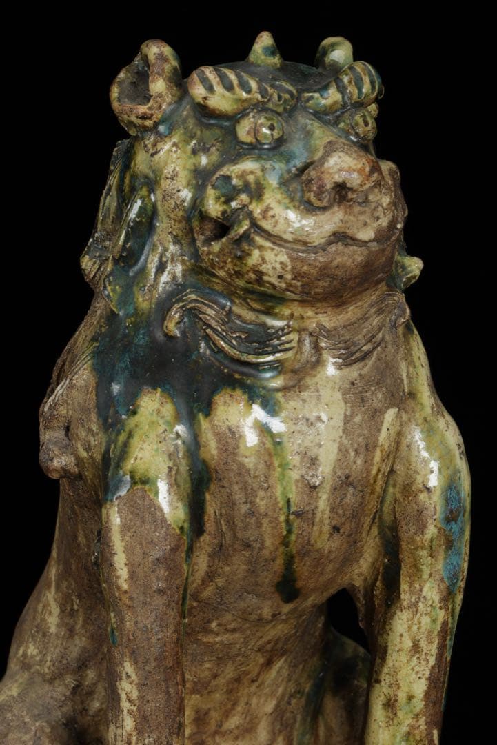 江戸期名陶 【加藤春岱】 瀬戸焼 特大狛犬 阿吽 一対 桐箱 獅子