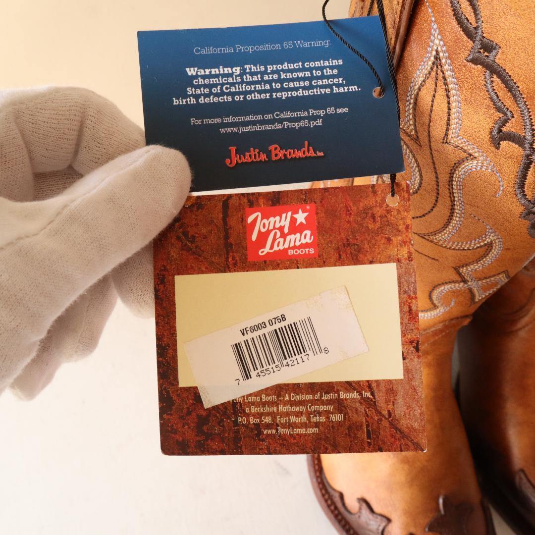新品タグ付トニーラマVF6003本革ウエスタンブーツ 7.5B 24.5cm相当