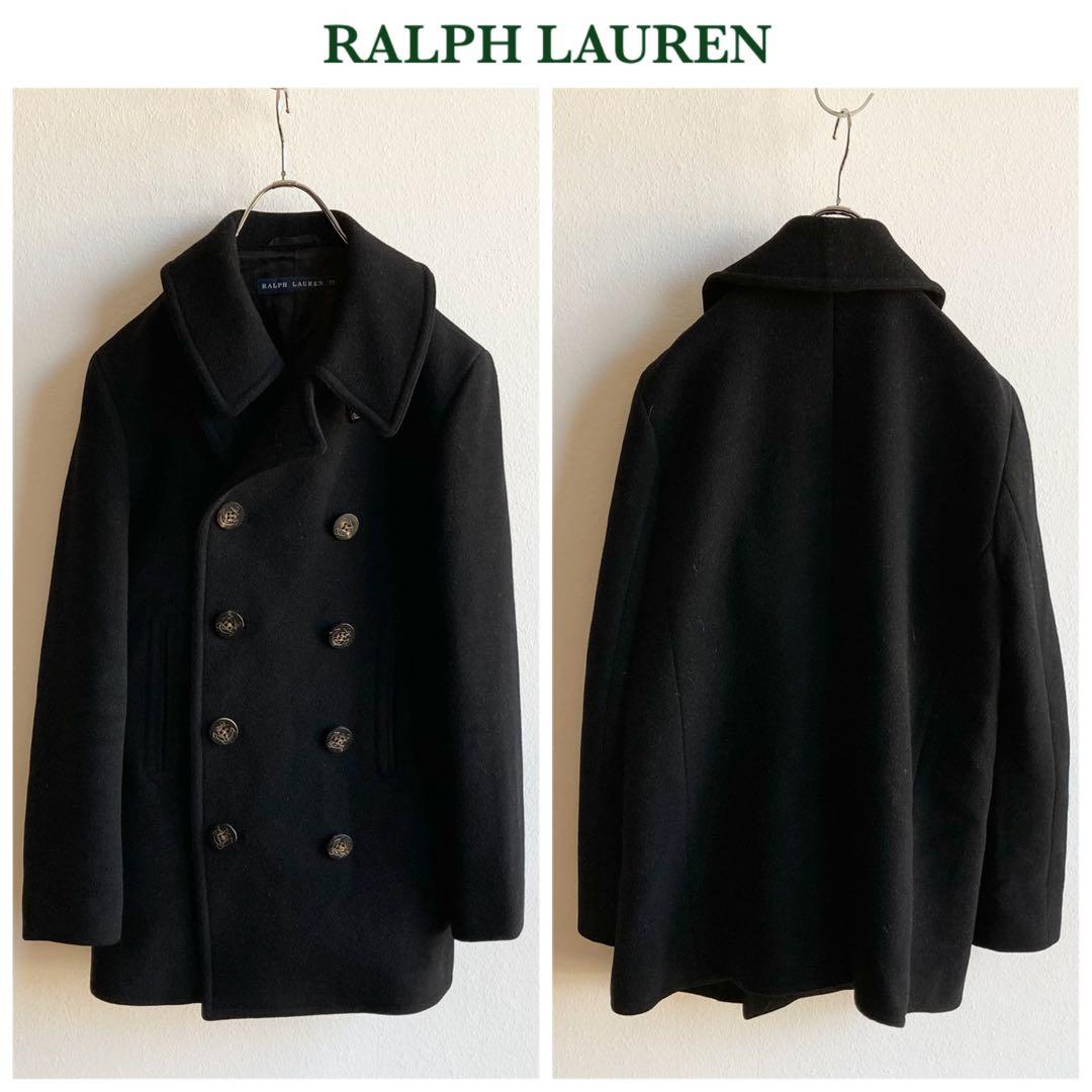 ラルフローレン ウール メルトン Pコート 11 黒 ブラック Ralph Lauren - ラルフローレン ベルト付 ウールメルトン Pコート 黒