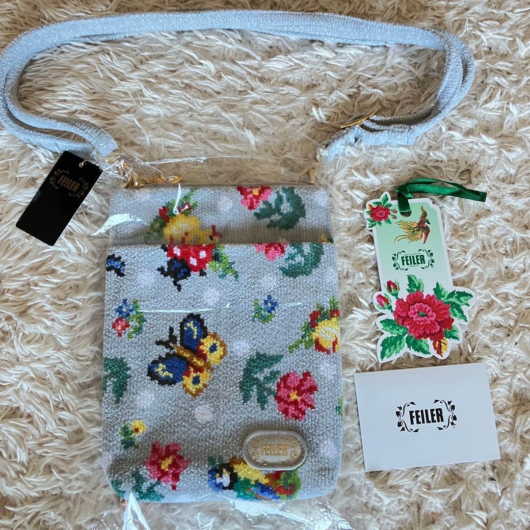 未使用⭐️ FEILER フェイラー　ハイジ　ドット スマホショルダー　グレー Maru様専用 フェイラー ハイジドット スマホショルダー シルバーグレー