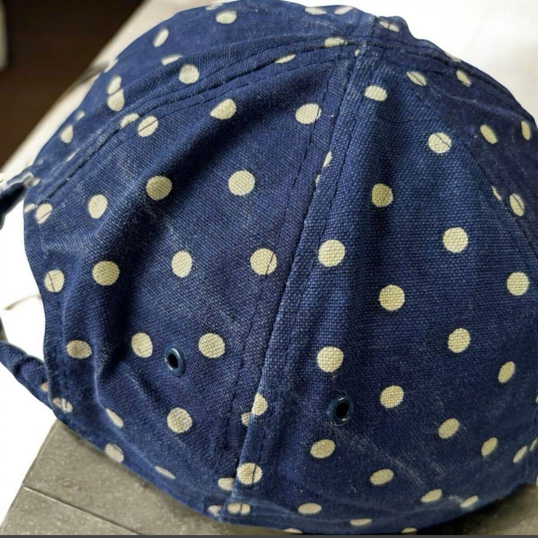 90's VINTAGEドット柄ロングビルキャップ帽子古着フェードCAP90年代