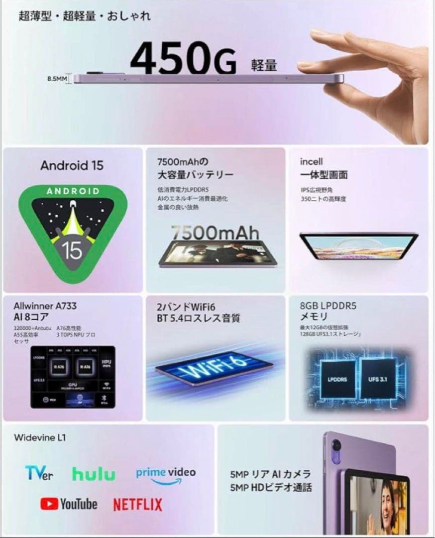 Android15搭載 Plimpton p2タブレット 美品