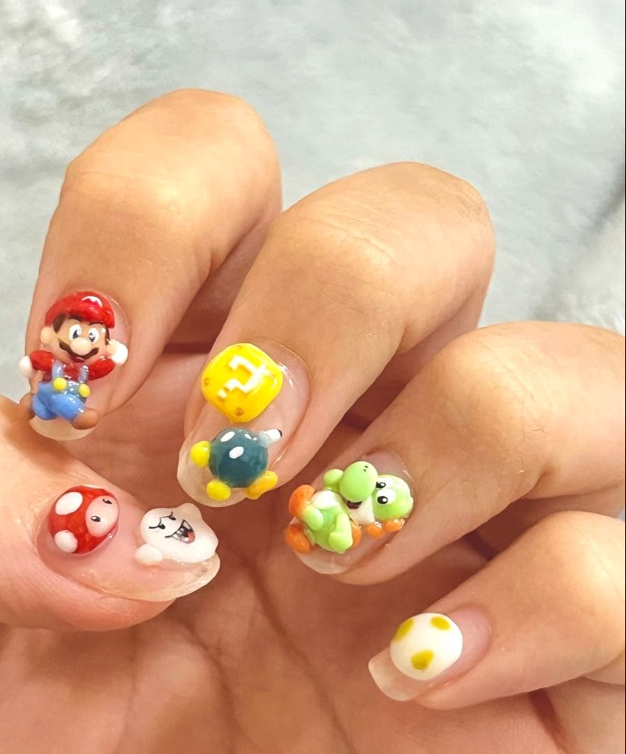 ネイルパーツ　　マリオ マリオのキャラクターたち❤️ ヨッシー推しです☺️ #マリオネイル