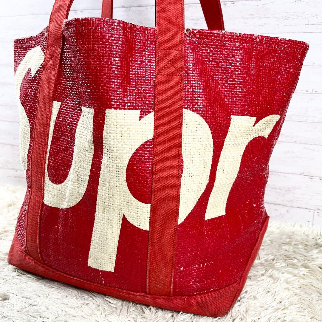 Supreme Raffia Tote Bag 大容量 A4収納 肩掛け レッド imgrc0078871795.jpg