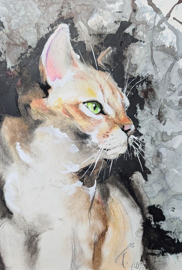 猫 原画 絵画 イラスト ペット 現代アート 芸術 ドローイング ねこ