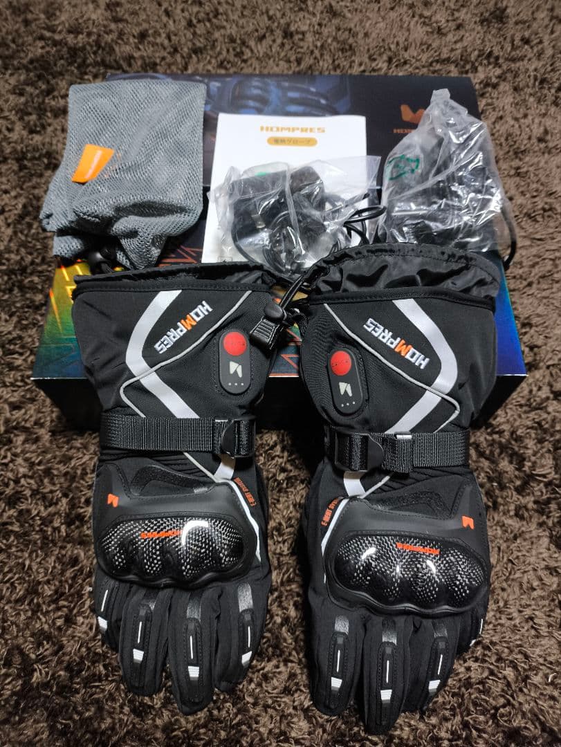 美品 HOMPRES ホンプレス 電熱グローブ S バイク ツーリング 手袋 レビュー】Hompres 電熱グローブ：3秒で一気に暖まる！真冬のバイク