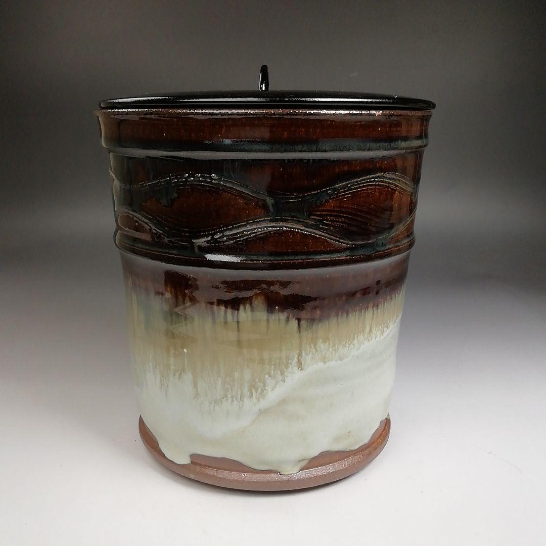 T955 水指 『朝鮮唐津 一重口水指』『加藤春永 造』 共箱 茶道具