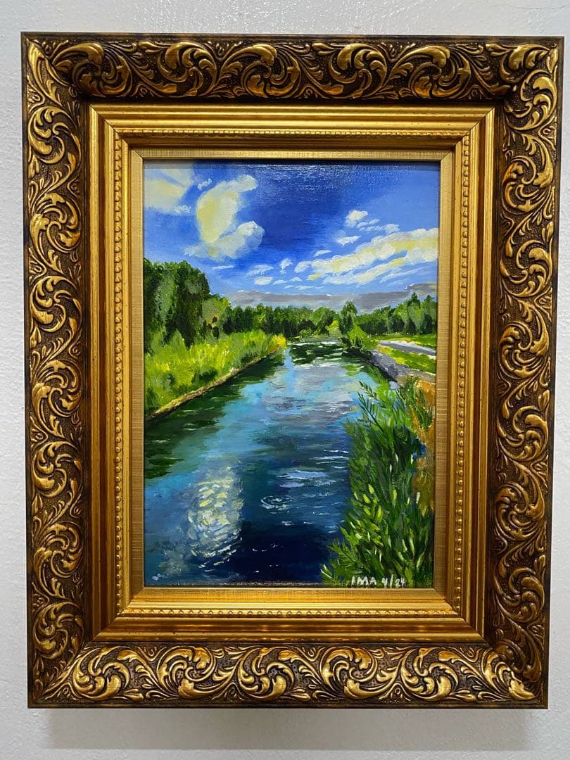 値下げ可 風景画 油彩画 油絵 油彩 2024年 金色フレーム