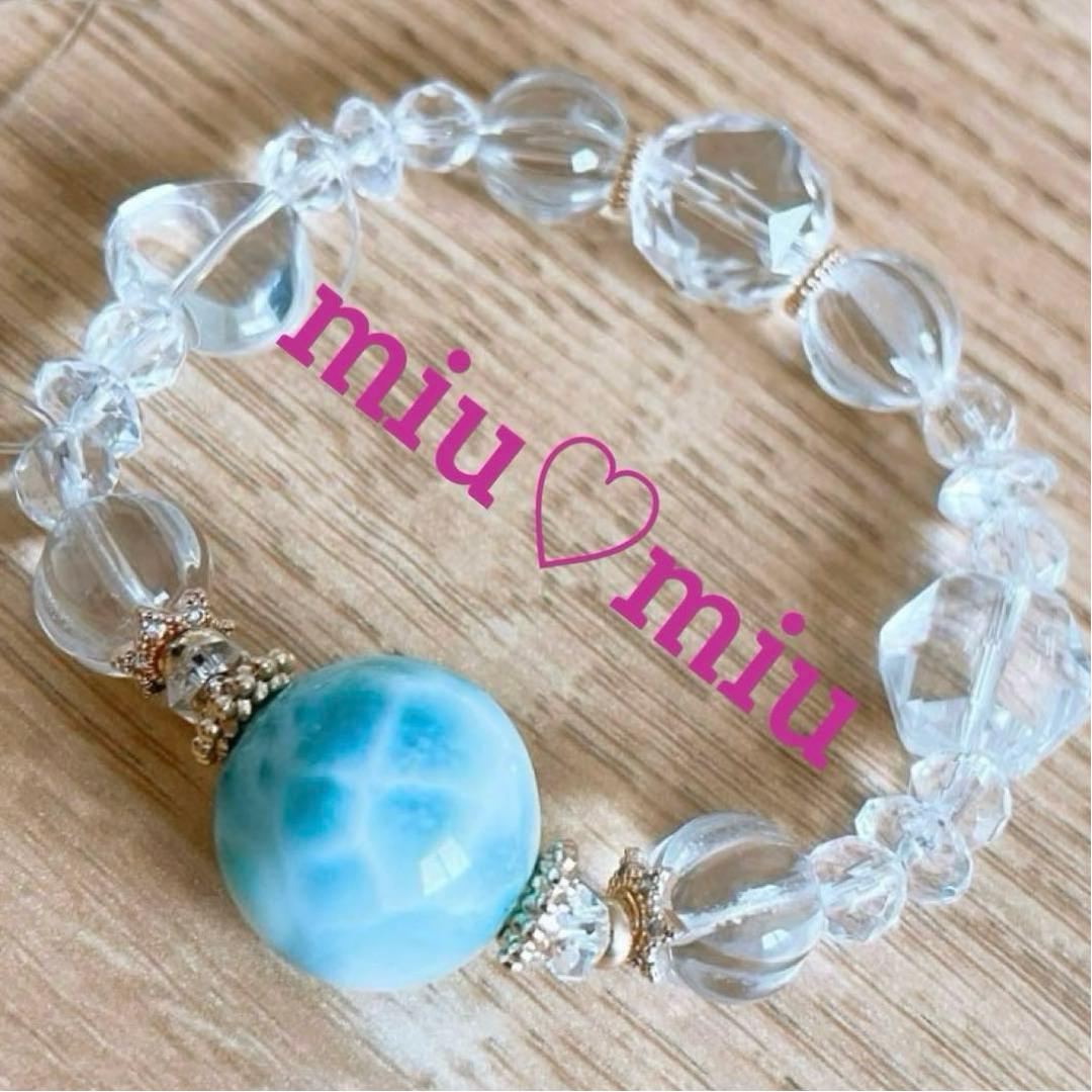 ラリマー 大玉18.3mm＆六芒星・ハート水晶キラキラ✧*。天然石