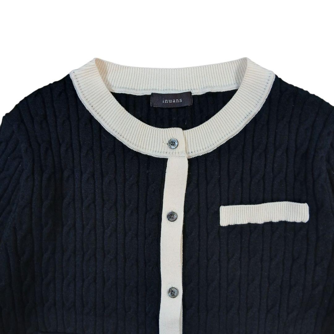 新品タグ付】anuans リトルケーブルニットカーディガン ブラック