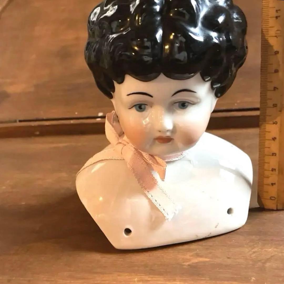 ドイツアンティークチャイナヘッドドール　ショルダーヘッド　大きめ アンティーク チャイナヘッドドール 大きなショルダーヘッド 10.5×7.6