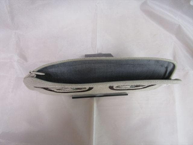 コーラル＆タスク「メガネと目の刺繍」ポーチ（リネン裏地・天ジッパー