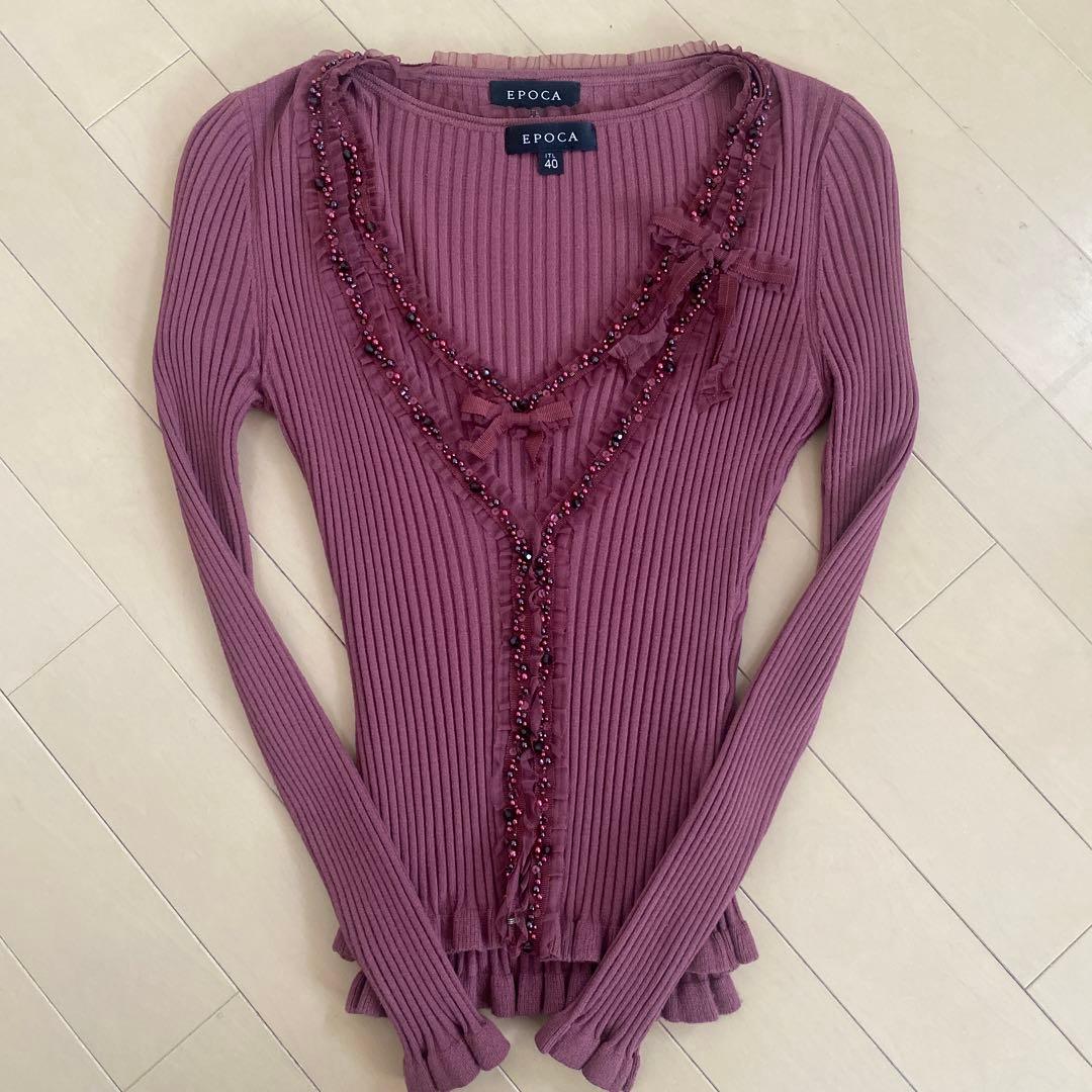 EPoca リブ編みパープルトップス ITL 40 EPOCA（エポカ）の「【Precious 2023年12月号掲載】レーヨンストレッチ