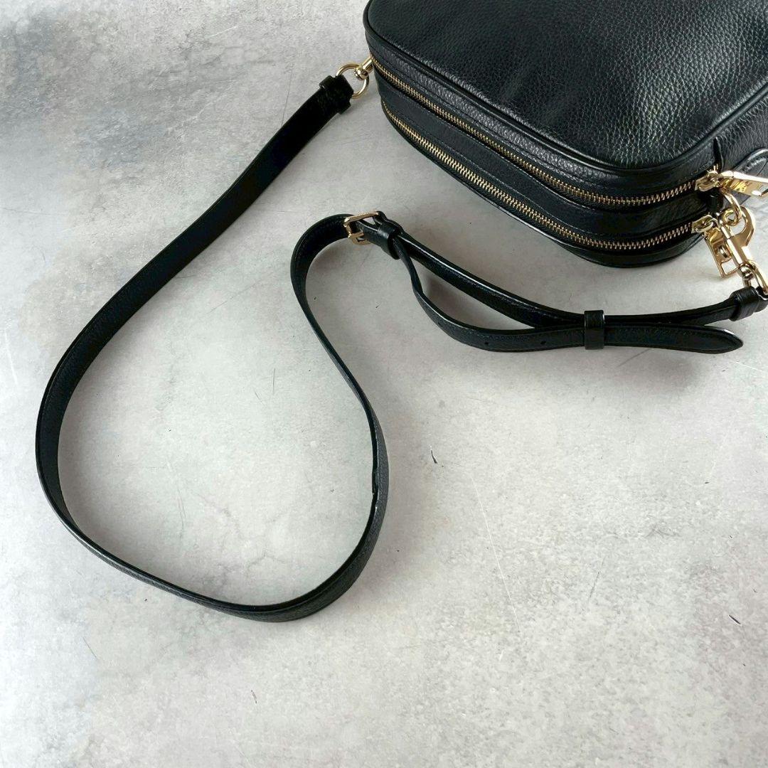 未使用級 コーチ ジェス 2way カメラバッグ ダブルジップ シボ革 ブラック