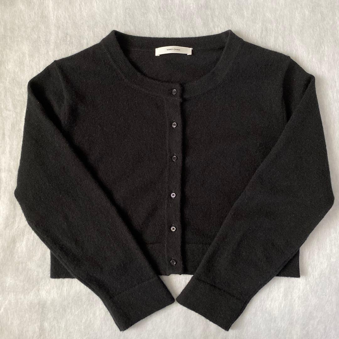 【年始値下げ中】YOKO CHAN カシミア　カーディガン　38 ブラック　丈短 年始値下げ中】YOKO CHAN カシミア カーディガン 38 ブラック 丈短