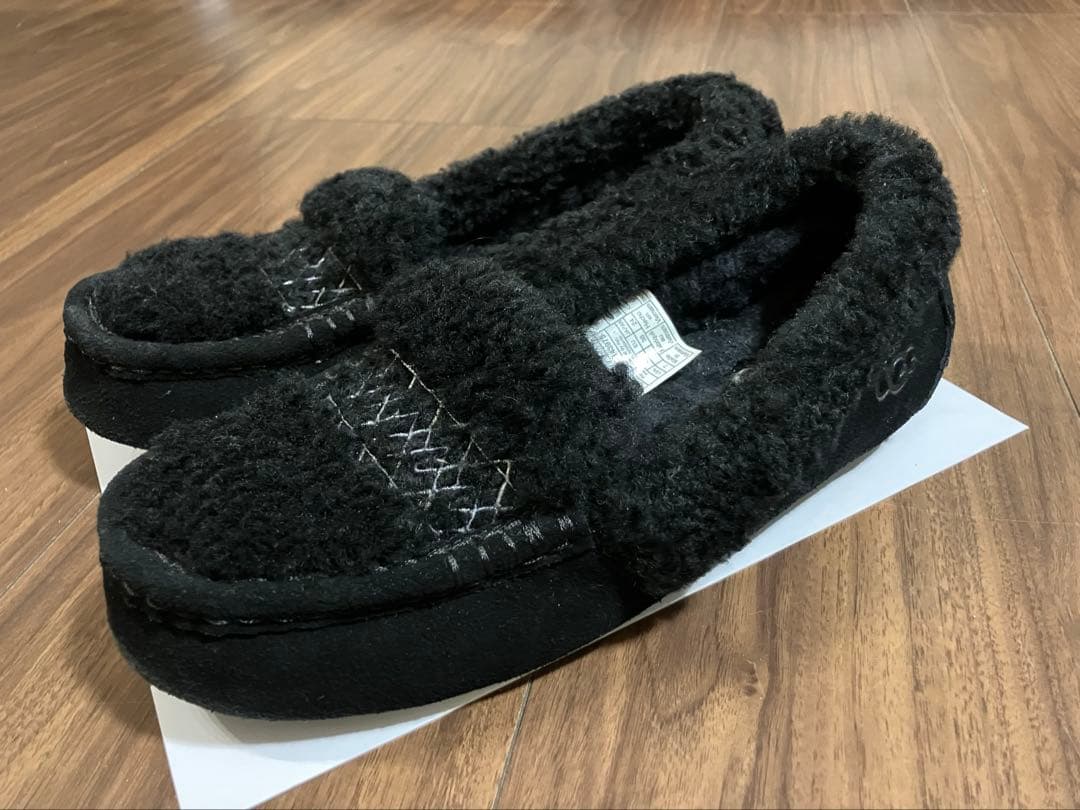 1度のみ着用】Ansley UGG Braid モカシン 黒 24㎝ USA7