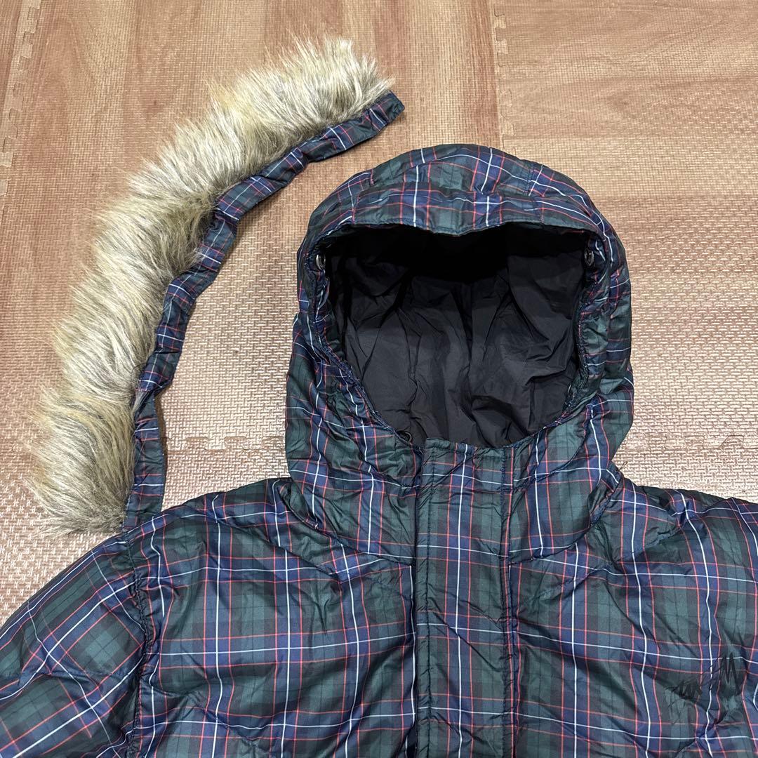 old stussyオールドステューシー チェックダウンジャケット M - メルカリ