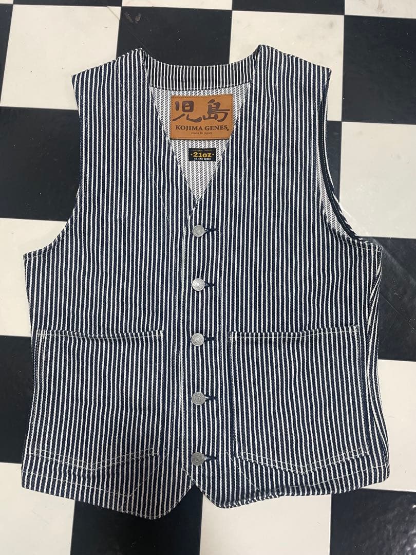 児島ジーンズ　ヒッコリーベスト　21オンス　サイズM 児島ジーンズ 公式通販 21oz デニム＆ヒッコリー ベスト メンズ