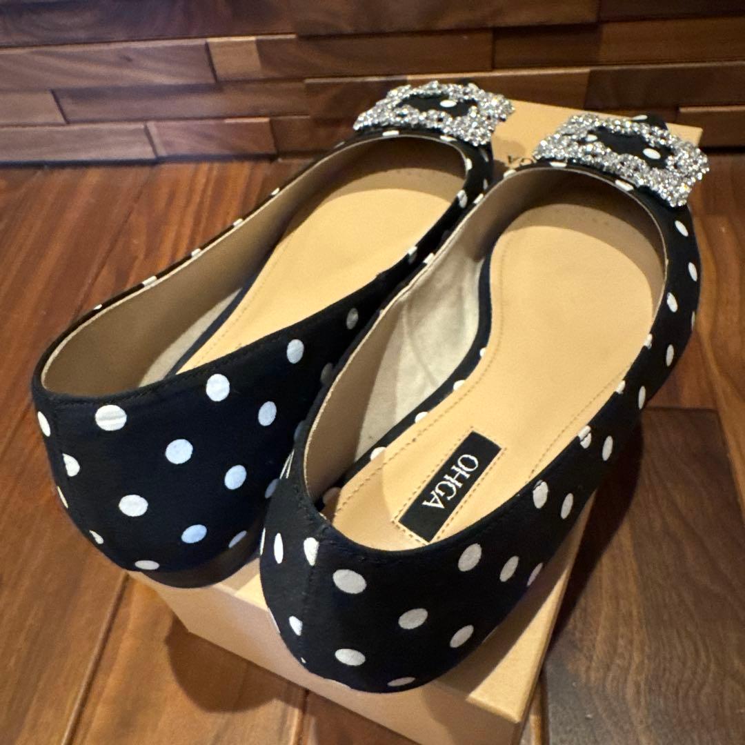 OHGA ビジュー付きフラットシューズ 23.5cm