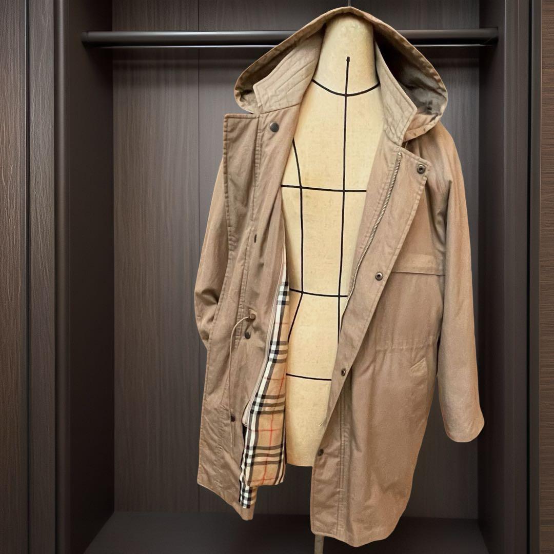 美品✨バーバリー ダウンライナー付モッズコート L ノバチェック C