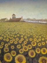 真作】絵画 元村平 油彩 向日葵 静かな詩情漂う一枚 静寂と郷愁 W135