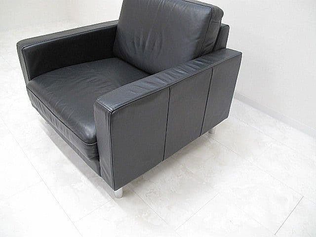 美品 無印良品/MUJI 本革1人掛けソファ 1Pソファ/シングルソファ