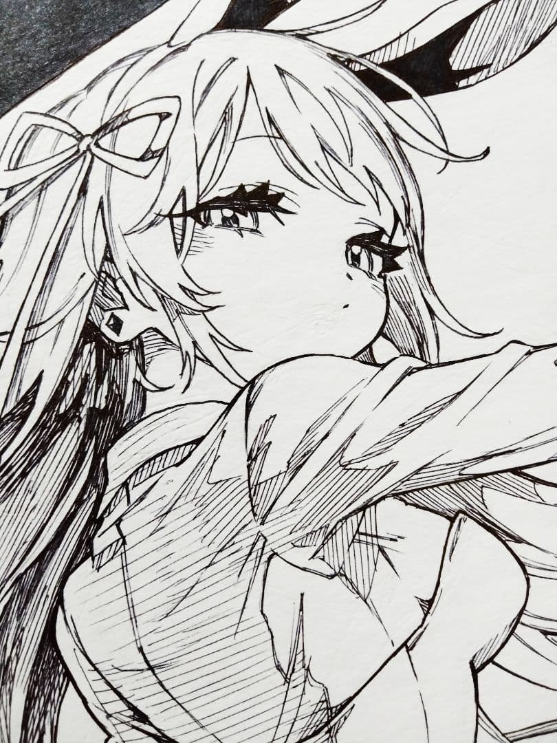 M*F様 48.オリジナル手描きイラスト モノクロ