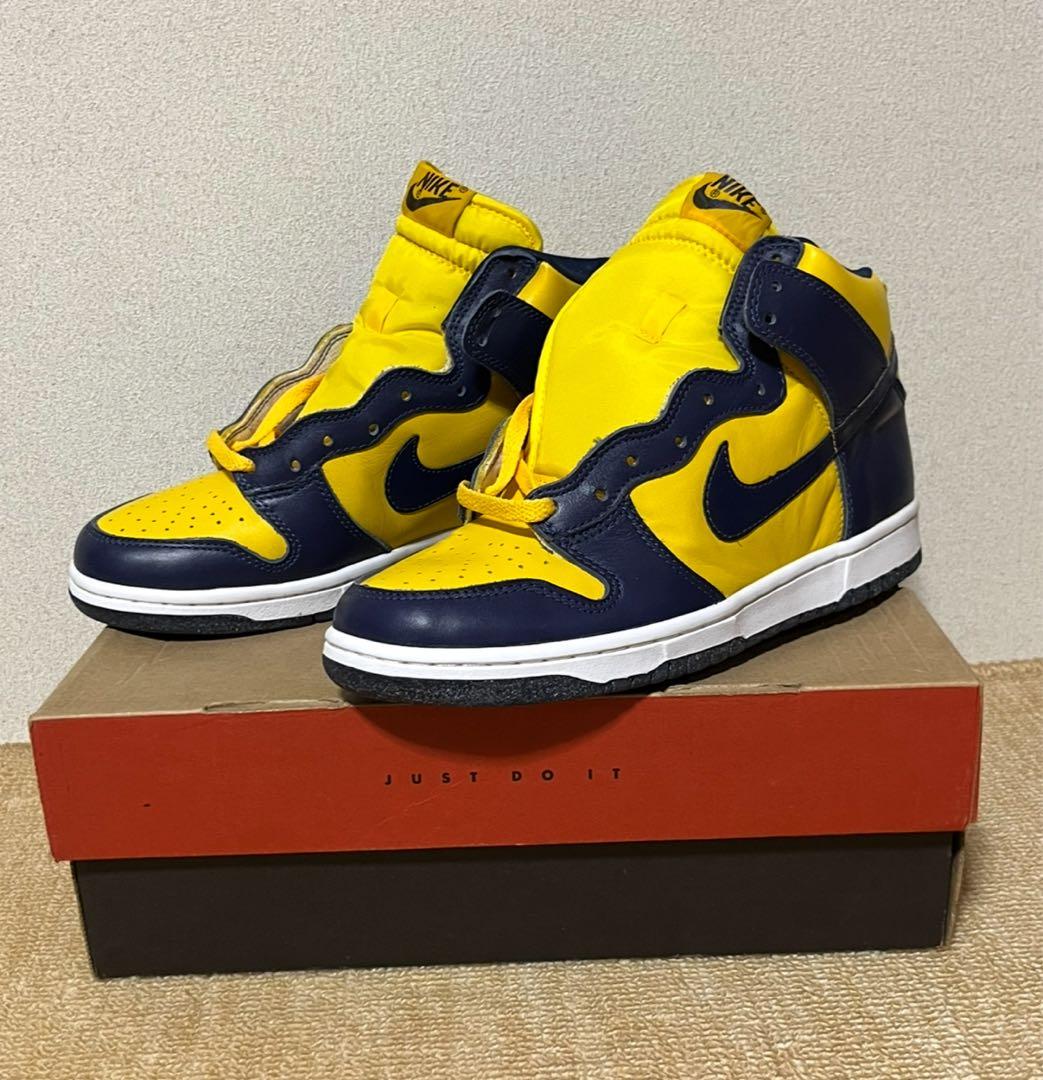 ナイキ　ダンクハイ　ミシガン　98年 98年製 初期復刻 ナイキ ダンク ハイ ミシガン 紺×黄 US8 26cm NIKE