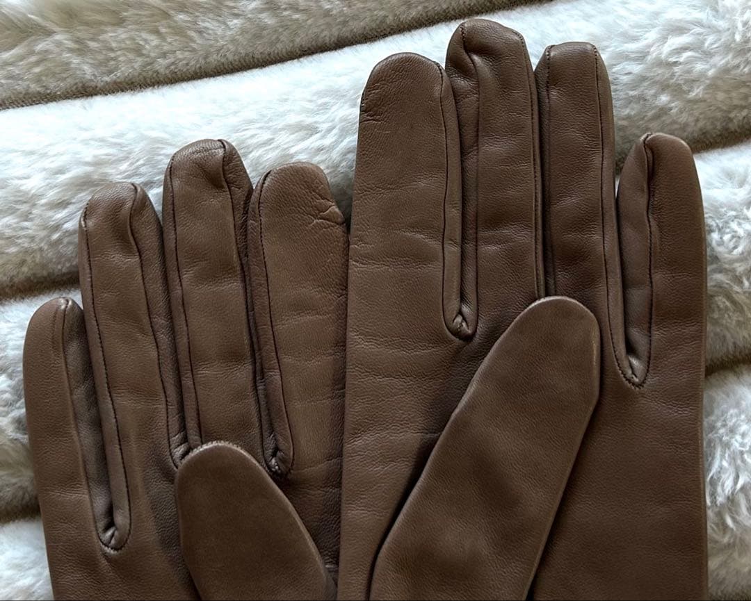 美品☆エルメス シェーヌダンクルレザーグローブ グレナン 手袋 8