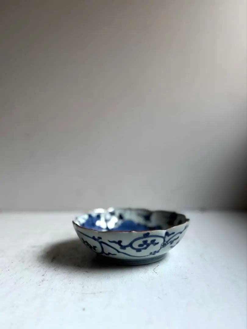 なおなお様リクエスト】784 骨董 古伊万里 芙蓉手輪花なます皿 3枚お