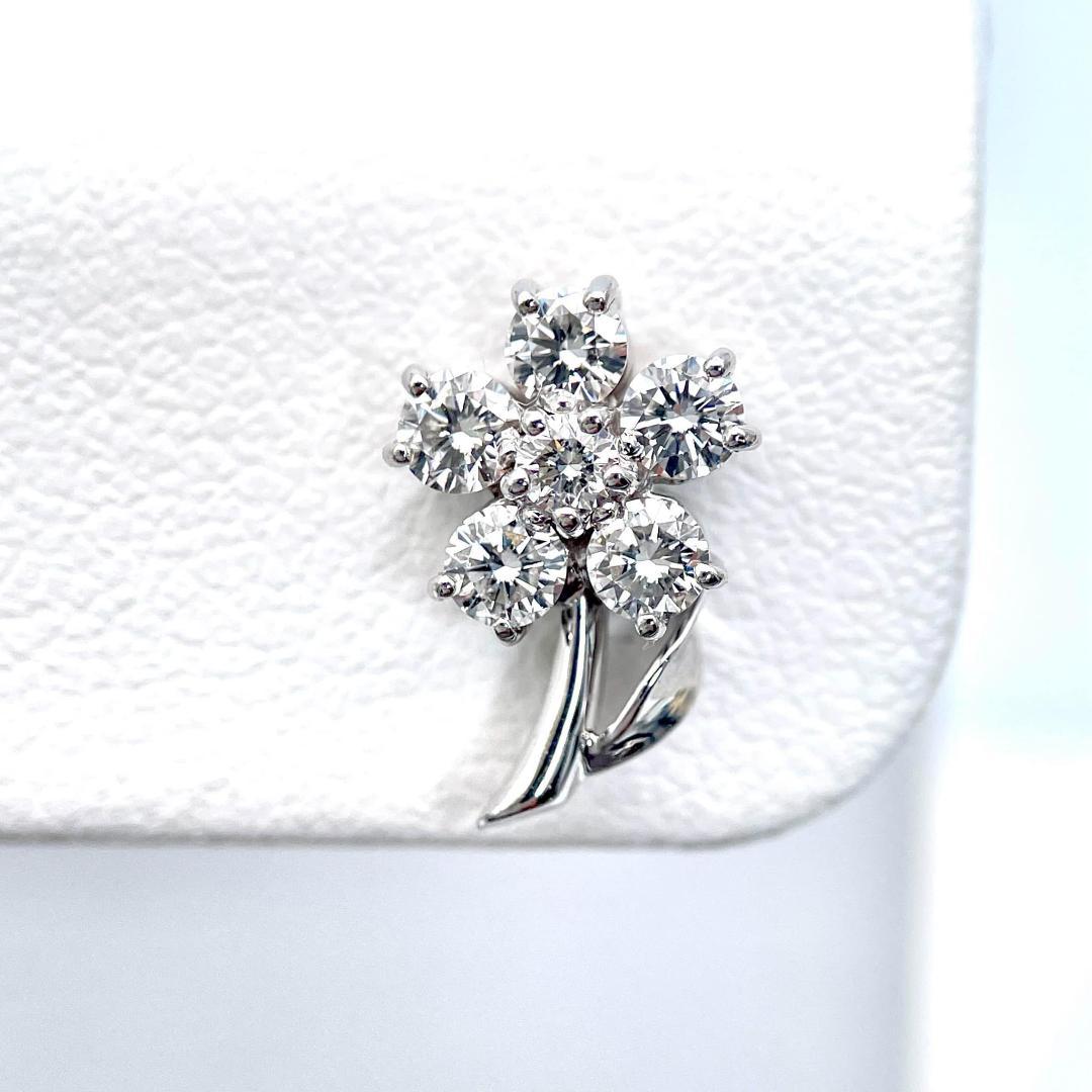 美品 ロイヤルアッシャー ダイヤ 0.40ct ブローチ K18 Pt900 金