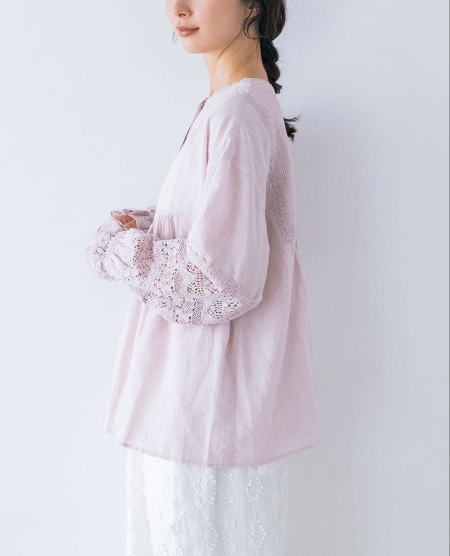kazumi×Samansa Mos2】袖レース前後着ブラウス ピンク - メルカリ